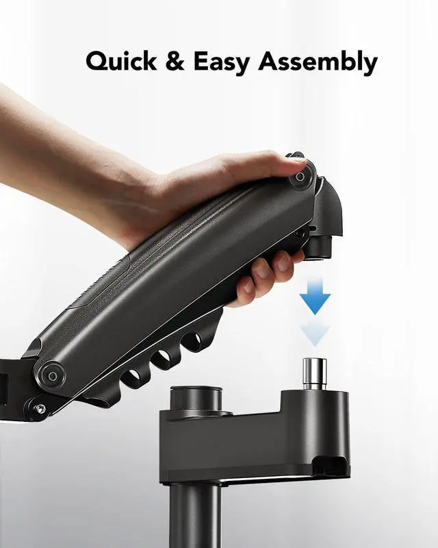 Alt view image 14 of 14 - Single Monitor Arm, Adjustable Desk Mount for 13-34 inch Screens, Holds 19.8lb, 22.44 inch Max Height, Full Motion Swivel Gaming Monitor Stand with VESA 75x75mm and 100x100mm Compatibility