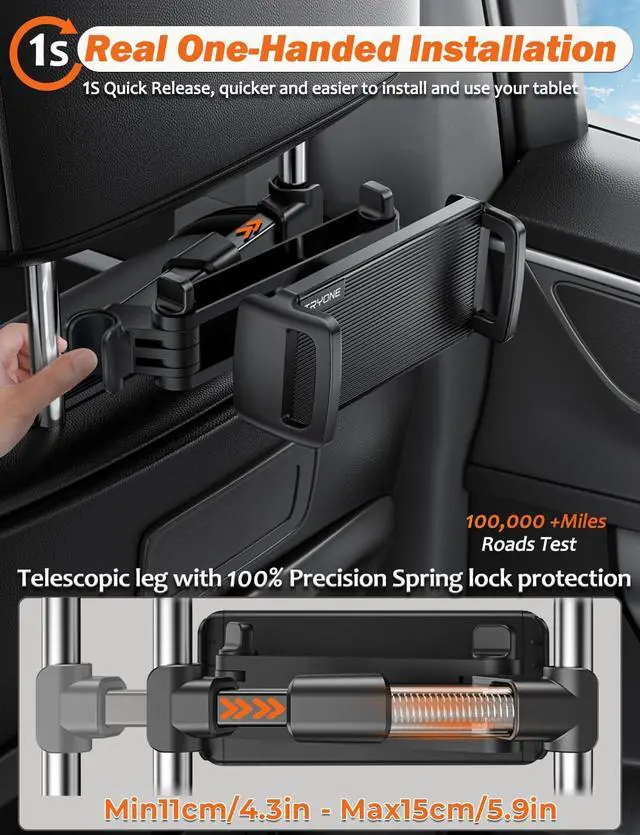 Alt view image 8 of 12 - Car Headrest Tablet Holder Mount Stretchable Backseat Tablets Stand for Kids, Car Seat Mounts Compatible with iPad Pro 12.9 Air Mini, iPhone, Galaxy Tab, Switch, All 4.7-12.9" Screen Devices
