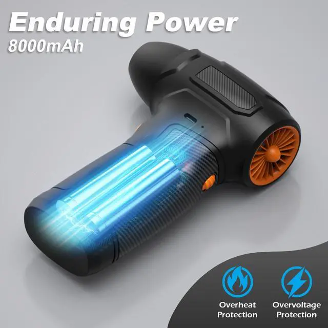 Alt view image 13 of 14 - Compressed Air Duster - 200,000RPM Electric Air Duster, Canned Air Blower Alternative for PC, Keyboard, Building Toys, Campfire, Leaf, Home Cleaning (Orange)