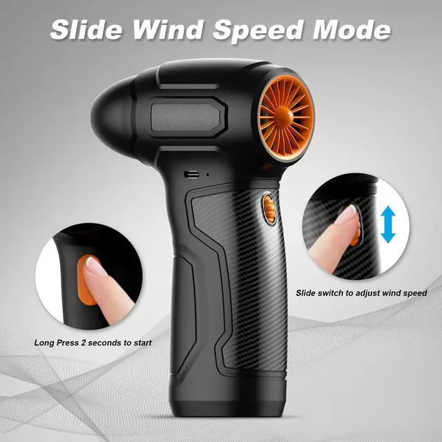 Alt view image 10 of 14 - Compressed Air Duster - 200,000RPM Electric Air Duster, Canned Air Blower Alternative for PC, Keyboard, Building Toys, Campfire, Leaf, Home Cleaning (Orange)