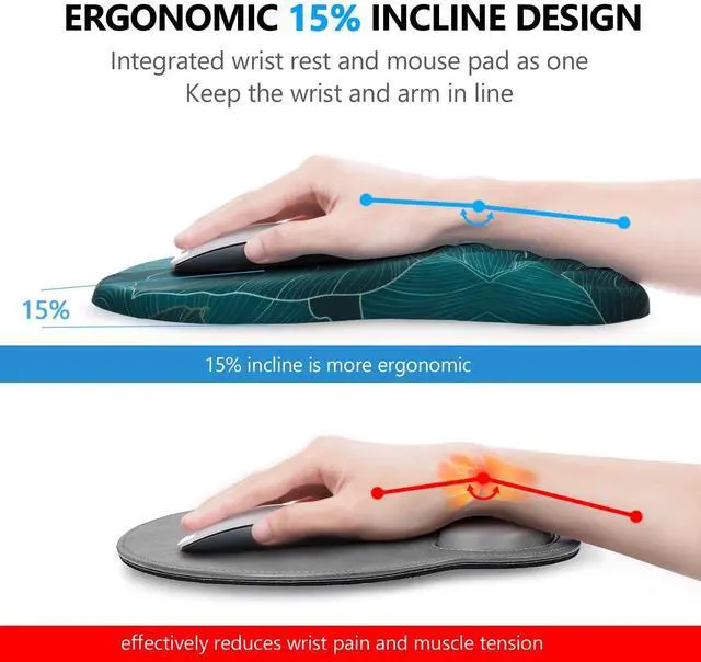 Alt view image 9 of 14 - Mouse Pad Wrist Support, 2 in1 Keyboard Wrist Rest+ Ergonomic Mouse Pad, Non-Slip Wrist Rest for Computer Keyboard, Made Easy Typing & Relieve Wrist PainBanana Leaf Green