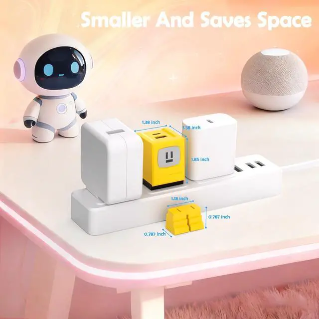 Alt view image 12 of 14 - 3 Packs USB C Charger Block Robot Wall Plug Adapters Set Dual Port Type C Charger Fast Charging USB Cell Phone Wall Charger PD 30W USB-C & QC 3.0 USB-A Plug Adapter for iPhone 17 16 15 14