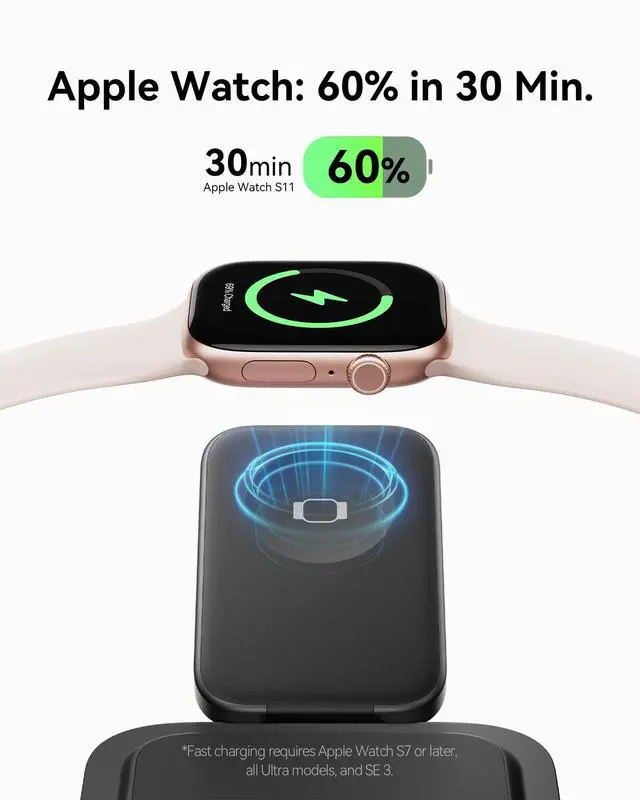 Alt view image 11 of 14 - 3 in 1 Wireless Charging Station, Qi2 Certified 15W Travel Charger for Apple Multiple Devices, Foldable Magnetic Wireless Charger Stand for iPhone 17 16 15 14 13 12 Series Apple Watch AirPods