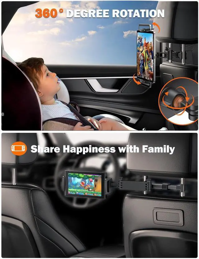 Alt view image 11 of 12 - Car Headrest Tablet Holder Mount Stretchable Backseat Tablets Stand for Kids, Car Seat Mounts Compatible with iPad Pro 12.9 Air Mini, iPhone, Galaxy Tab, Switch, All 4.7-12.9" Screen Devices