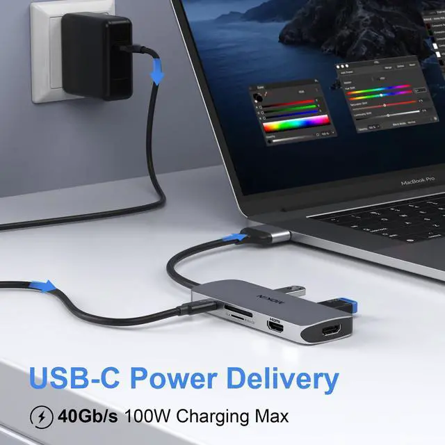 Alt view image 12 of 12 - Docking Station for MacBook Pro Air,USB C Docking Station Dual Monitor,Dual HDMI Adapter Hub for Mac MacBook Pro with 2 HDMI(4K @60Hz), 3 USB3.0,SD TF Card Reader and 100W PD USB C Port