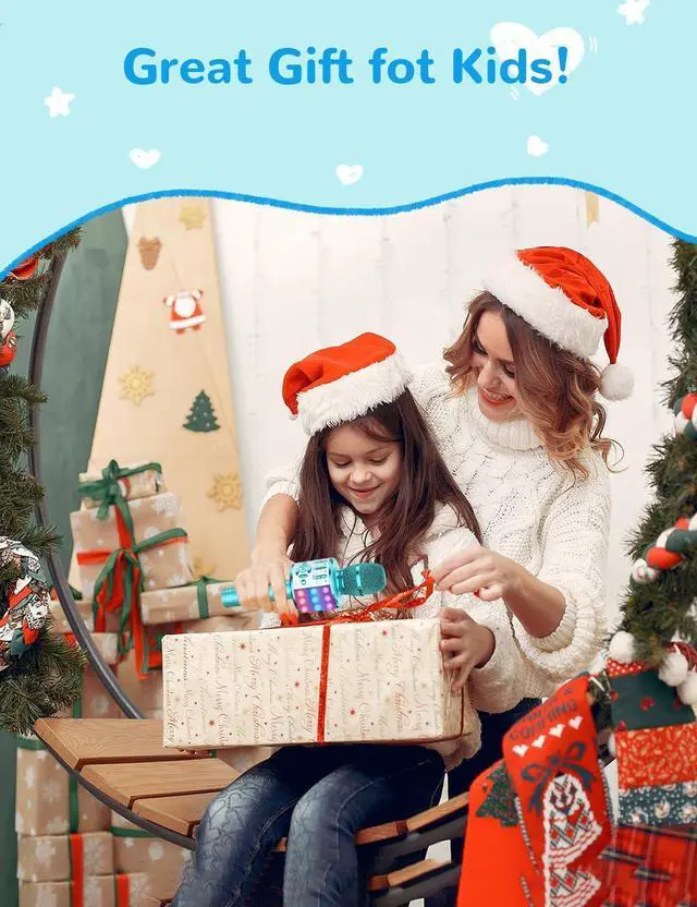 Alt view image 13 of 14 - Karaoke Microphone Machine Toys for Girls Bluetooth Microphone with LED Light, Christmas Birthday Gift for Girls Boys 3 4 5 6 7 8 9 10 11 12 Year Old Kids Toys(Blue)