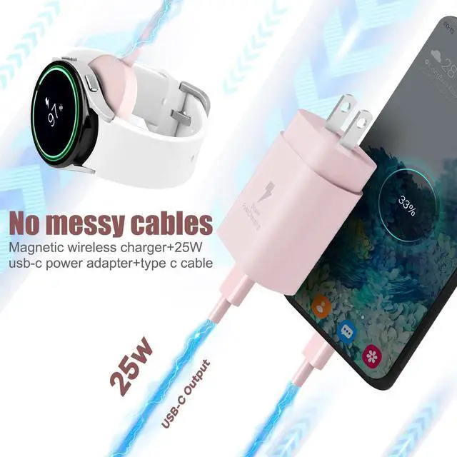 Alt view image 13 of 14 - 2 in 1 for Samsung Watch Charger, 25W USB C Fast Charger Compatible with Galaxy Watch 8/8 Classic/Ultra/7/6/6 Classic/5 Pro/5/4/4 classic/3/Active2/FE,Galaxy S25/S24/S23/Note/Z Fold,for iPhone 16/15