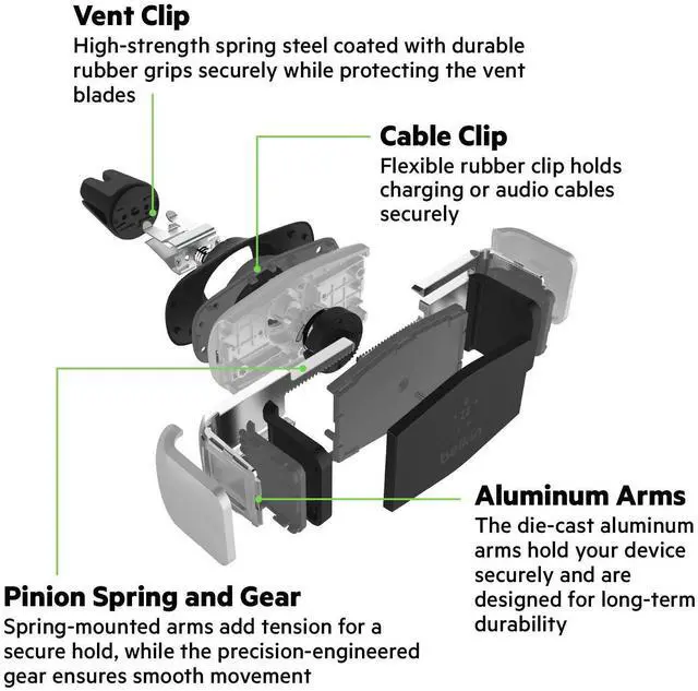 Alt view image 10 of 10 - Car Vent Mount, Black and Silver, Phone Stand for iPhones, Samsungs, LGs & Most Smartphones, Adjustable to Fit 5.5-Inch Screens