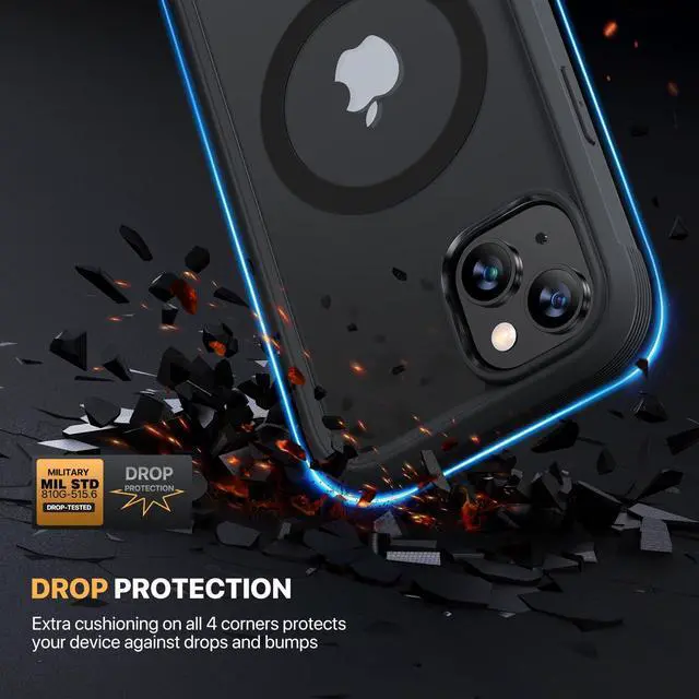 Alt view image 11 of 14 - Magnetic Designed for iPhone 15 Case, Compatible with MagSafe Built-in Touch Sensitive Anti-Scratch Screen Protector, with Camera Lens Protector for iPhone 15 6.1" (Frosted Black)