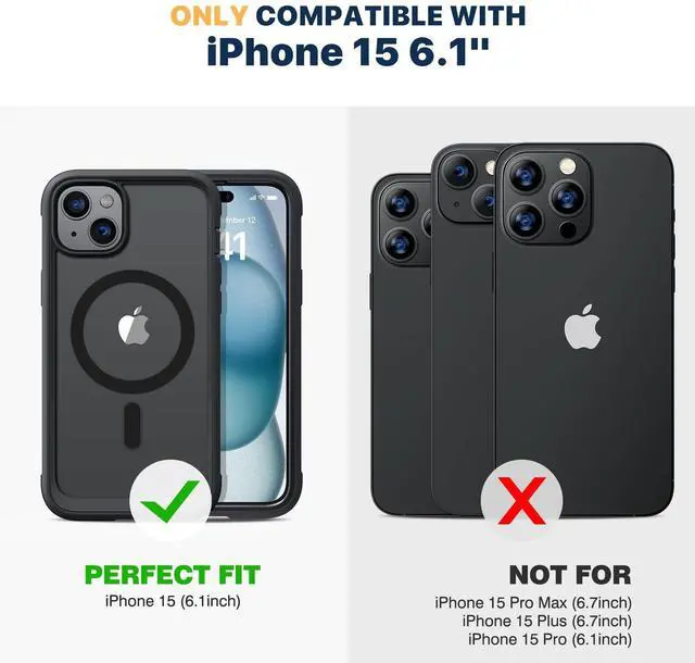 Alt view image 9 of 14 - Magnetic Designed for iPhone 15 Case, Compatible with MagSafe Built-in Touch Sensitive Anti-Scratch Screen Protector, with Camera Lens Protector for iPhone 15 6.1" (Frosted Black)