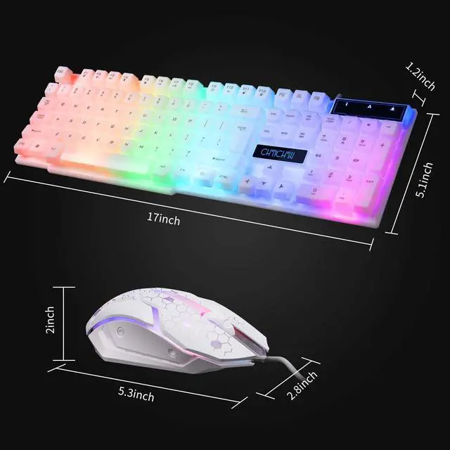 Alt view image 9 of 14 - RGB Gaming Keyboard and Mouse Combo,USB Wired Light Up Keyboard, Rainbow LED Lit Backlight Keyboard Mouse Set for Computer Windows PC PS4 Xbox Laptop iMac Resberry Pi