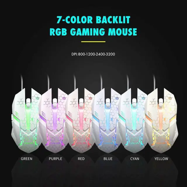 Alt view image 12 of 14 - RGB Gaming Keyboard and Mouse Combo,USB Wired Light Up Keyboard, Rainbow LED Lit Backlight Keyboard Mouse Set for Computer Windows PC PS4 Xbox Laptop iMac Resberry Pi