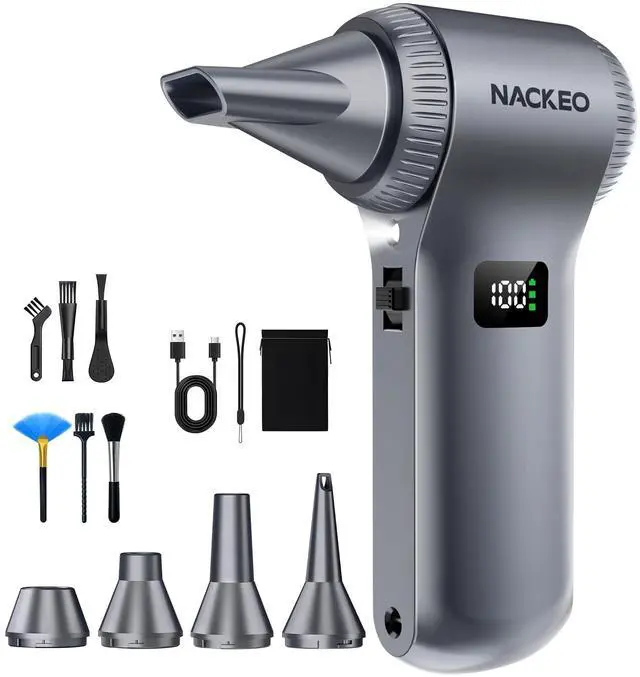 Alt view image 12 of 14 - Compressed Air Duster-230000RPM Super Power Electric Air Duster, 100-Level Adjustable Inflatable Air Blower with LED Light and Display Screen, Dust Blower for Computer, Keyboard,House, Outdoor and Car
