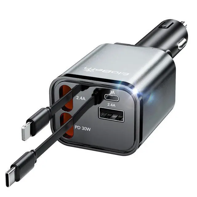 Alt view image 8 of 14 - Retractable Car Charger Adapter for iPhone 17,4 in 1 Fast Charging Car Phone Charger,69W USB C Car Truck Accessories,Road Trip Essentials Gift for Men Women for iPhone 17 Pro Max/16/15/14,Galaxy S26