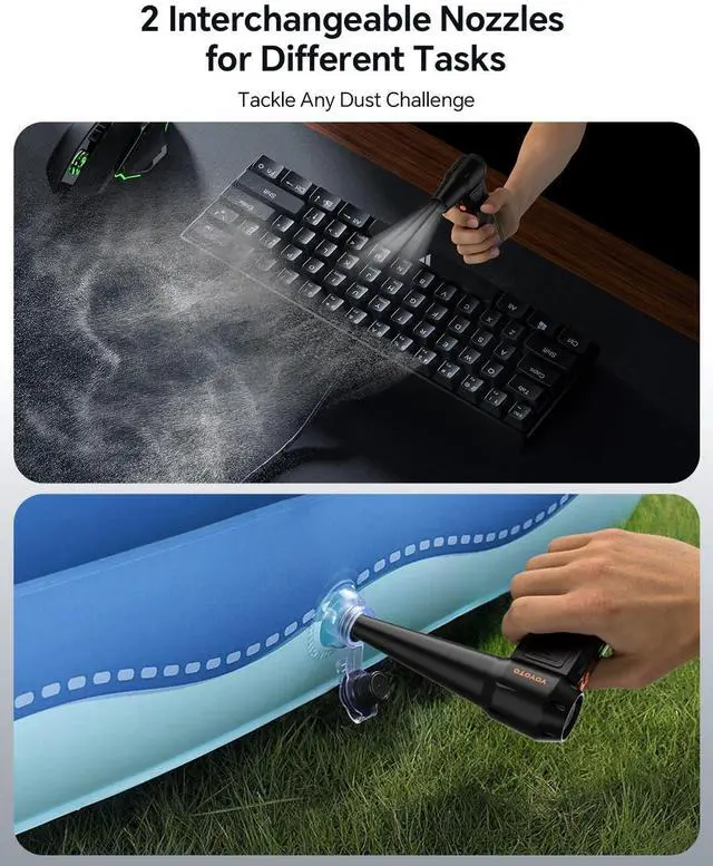 Alt view image 10 of 14 - Compressed Air Duster, 300000RPM Powerful Electric Air Duster Rechargeable with LED Light and Brushless Motor, 4-Gear Cordless Mini Air Blower for Keyboard, Computers, Car, Outdoors (Black)