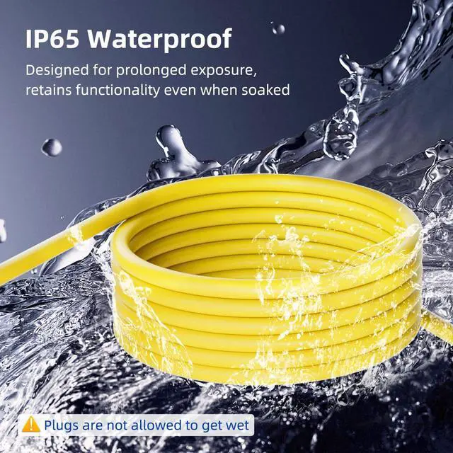 Alt view image 12 of 14 - 25 FT Outdoor Extension Cord with Multiple Outlets, 12 Gauge Heavy Duty Yellow Extension Cord Waterproof with 3 Outlet, 3 Prong Power Cord for Garden and Home Use Indicator Light, ETL Listed