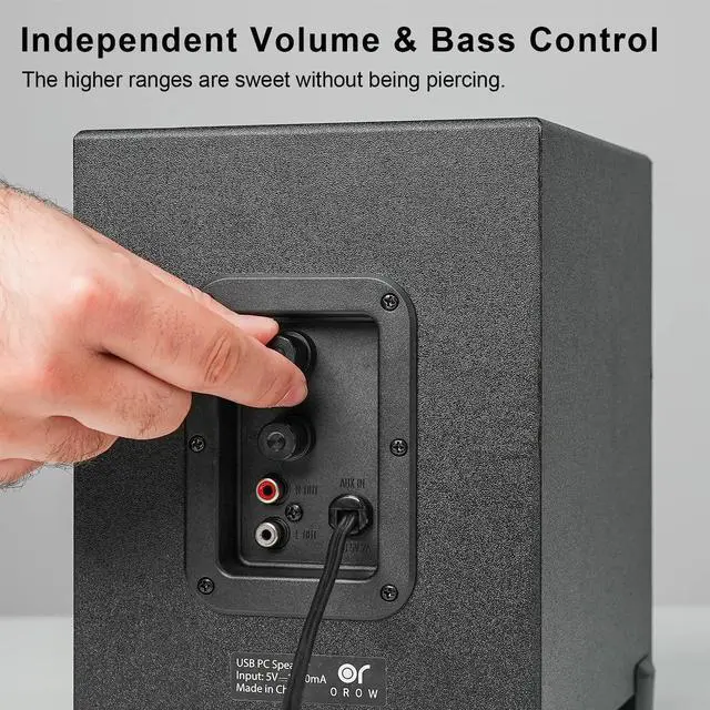 Alt view image 12 of 14 - S211 New USB-Powered 2.1 Multimedia Speakers System with Subwoofer,16W Computer Speakers,Strong Bass,3.5mm Audio Inputs,Great for PC/PS4/TV (Wooden)