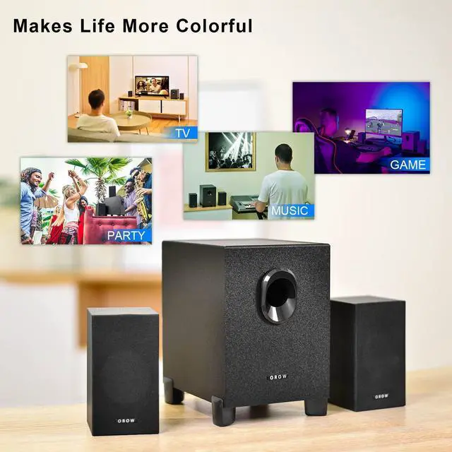 Alt view image 13 of 14 - S211 New USB-Powered 2.1 Multimedia Speakers System with Subwoofer,16W Computer Speakers,Strong Bass,3.5mm Audio Inputs,Great for PC/PS4/TV (Wooden)