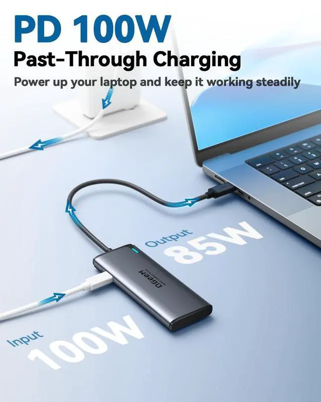 Alt view image 12 of 14 - USB C Hub,Multiple Converter Adapter 5 in 1,Type C Splitter Extender with Single 8K,Dual 4K/60Hz,10Gbps Data Transfer,PD 100W,for MacBook Pro,iMac,HPM1/M2 only 1 Display