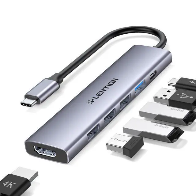 Alt view image 8 of 14 - 6-in-1 USB C Hub Multiport Adapter with 100W Power Delivery, 4K HDMI, 4 USB Ports, Compatible with MacBook Pro/Air, Surface, iPhone (CH17, Space Gray)