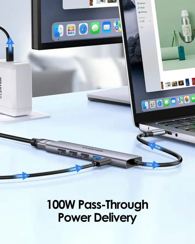 Alt view image 10 of 14 - 6-in-1 USB C Hub Multiport Adapter with 100W Power Delivery, 4K HDMI, 4 USB Ports, Compatible with MacBook Pro/Air, Surface, iPhone (CH17, Space Gray)