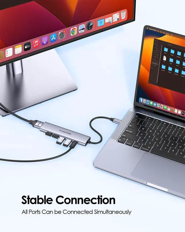 Alt view image 14 of 14 - 6-in-1 USB C Hub Multiport Adapter with 100W Power Delivery, 4K HDMI, 4 USB Ports, Compatible with MacBook Pro/Air, Surface, iPhone (CH17, Space Gray)