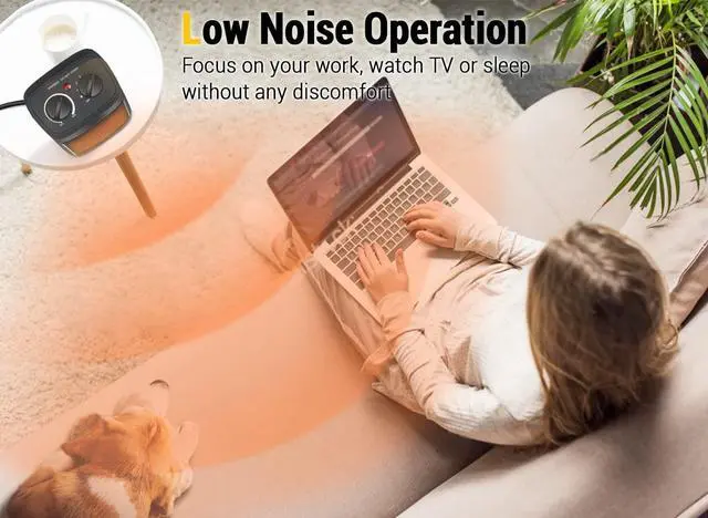 Alt view image 14 of 14 - Space Heater, 1500W Electric Heaters Indoor Portable with Thermostat, PTC Fast Heating Ceramic Room Small Heater with Heating and Fan Modes for Bedroom, Office and Indoor Use