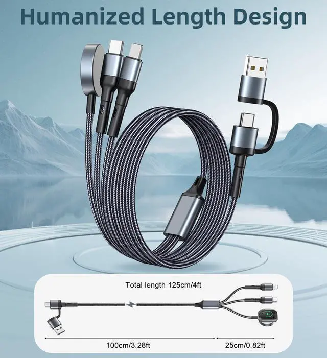 Alt view image 13 of 14 - 2Pack 4FT Travel Essentials for Apple Watch Charger 3 in 2 iPhone Watch Charger USB C Multi Charging Cable Compatible with iWatch Ultra/SE/11/10/9/8/7/6/5/4/3/2&iPhone 17/16/15/14/13/12/11/Galaxy S25