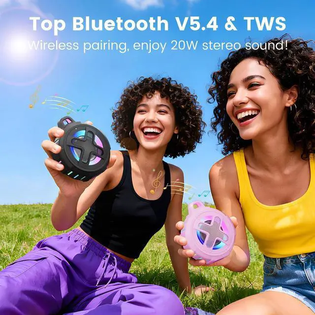 Alt view image 10 of 14 - Upgraded, IP67 Waterproof Bluetooth Speaker, Silicone Case,10W Pro Sound&Deep Bass,24H Playtime, with Lights,Clip,Floating,for Shower,Beach essentials, Kayak Paddle Board Boat Lake Camping accessories