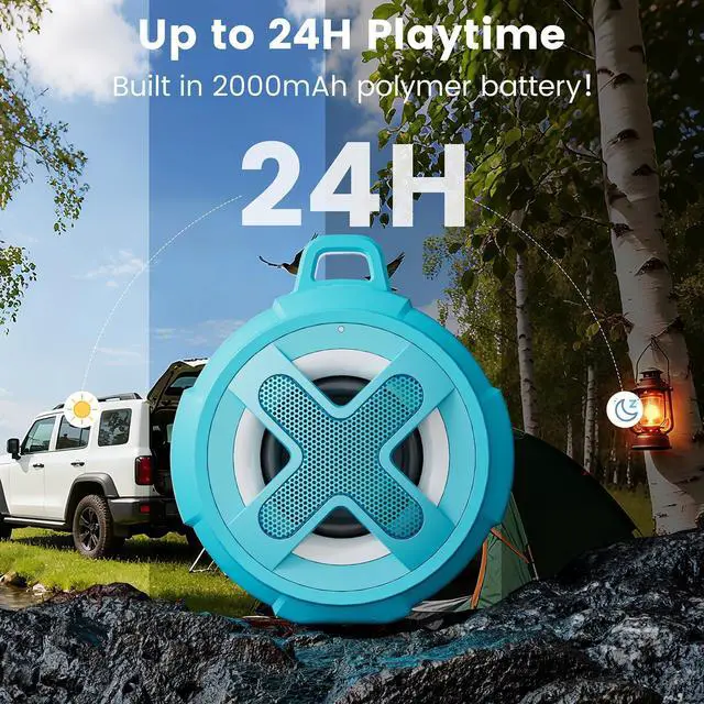 Alt view image 12 of 14 - Upgraded, IP67 Waterproof Bluetooth Speaker, Silicone Case,10W Pro Sound&Deep Bass,24H Playtime, with Lights,Clip,Floating,for Shower,Beach essentials, Kayak Paddle Board Boat Lake Camping accessories
