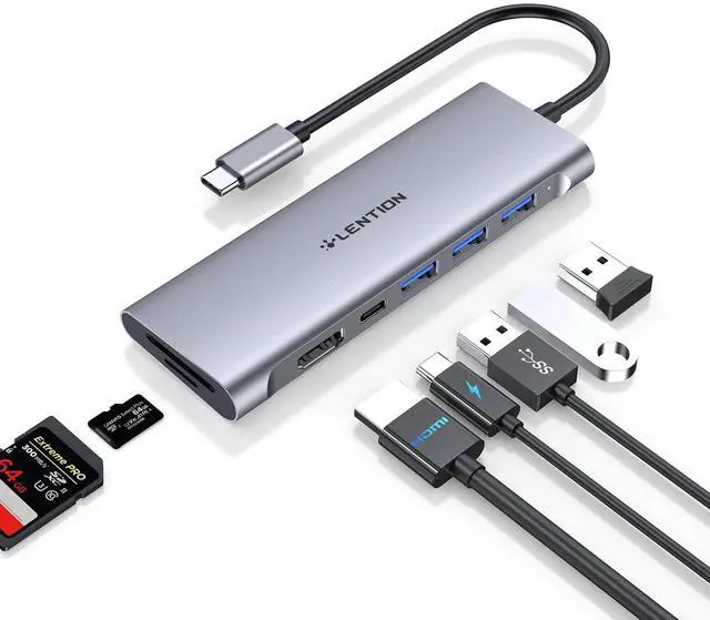 Alt view image 8 of 14 - 7-in-1 USB C Multiport Hub with 4K HDMI, 100W PD, 3 USB 3.0 Ports, SD/MicroSD Card Reader Compatible MacBook Pro/Air 2016-2025 Stable Driver Adapter (C36B, Space Gray)