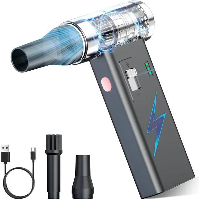 Alt view image 8 of 14 - Mini Ultra-Slim Electric Compressed Air Duster, 150,000RPM Brushless Motor, Powerful Airflow for Keyboard/PC/Car, USB-C Rechargeable