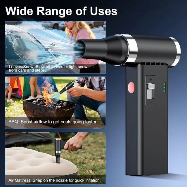Alt view image 10 of 14 - Mini Ultra-Slim Electric Compressed Air Duster, 150,000RPM Brushless Motor, Powerful Airflow for Keyboard/PC/Car, USB-C Rechargeable
