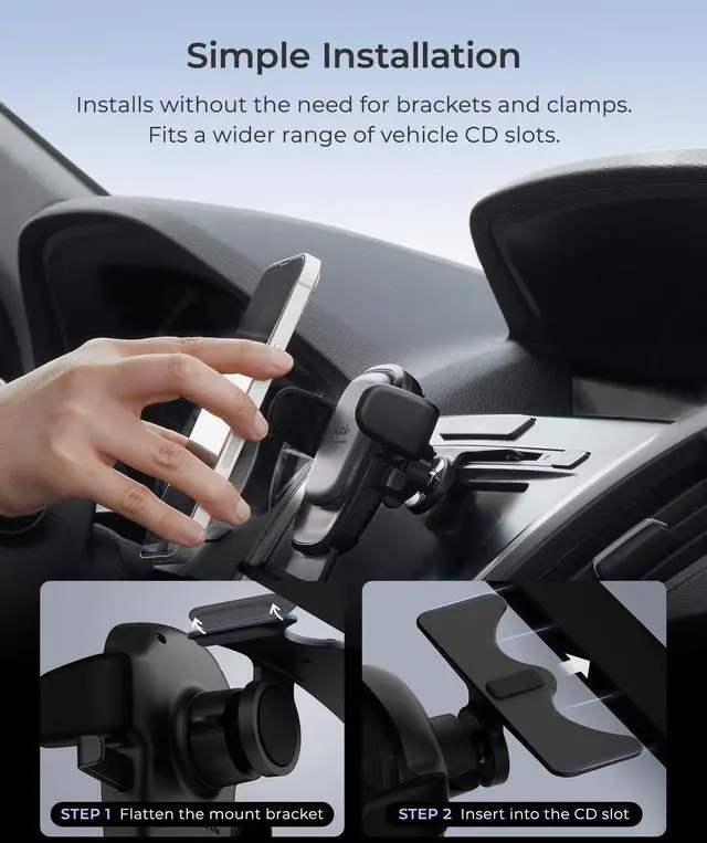 Alt view image 10 of 12 - Easy One Touch Advanced CD Slot Car Phone Mount - Universal Cell Phone Holder for iPhone, Google, Samsung, LG, Moto and All Other Smartphones