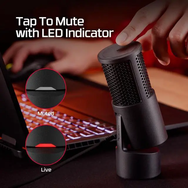 Alt view image 12 of 14 - SoloCast 2 Gaming USB Condenser Mic for PC, USB-C to USB-A, Built-in Pop Filter, Internal Shock Mount, Plug and Play, 24-bit / 96kHz, Compact Tiltable Stand Black