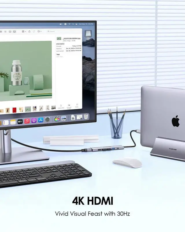 Alt view image 12 of 14 - 6-in-1 USB C Hub Multiport Adapter with 100W Power Delivery, 4K HDMI, 4 USB Ports, Compatible with MacBook Pro/Air, Surface, iPhone (CH17, Space Gray)