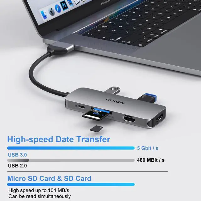 Alt view image 11 of 12 - Docking Station for MacBook Pro Air,USB C Docking Station Dual Monitor,Dual HDMI Adapter Hub for Mac MacBook Pro with 2 HDMI(4K @60Hz), 3 USB3.0,SD TF Card Reader and 100W PD USB C Port