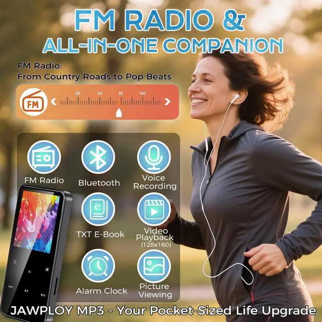 Alt view image 14 of 14 - 16GB+64GB MP3 Player with Bluetooth Portable HiFi Music Player with HD Speaker, Lossless Sound, FM Radio, Voice Recorder, Touch Buttons, E-Book (Earphones & 16GB + 64GB Card Included, Alloy Metal)