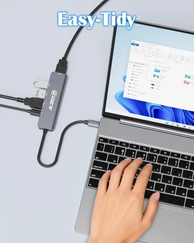 Alt view image 14 of 14 - 5 in 1 USB C Hub Multi-Port Adapter USB A 3.0 5Gbps Data Ports, 2X USB A 2.0 with PD 100W Charging, Type-C to HDMI Adapter 4K@30Hz Data Ports for PC, Desktop, Mac Book Air pro Dell and More (Silver)