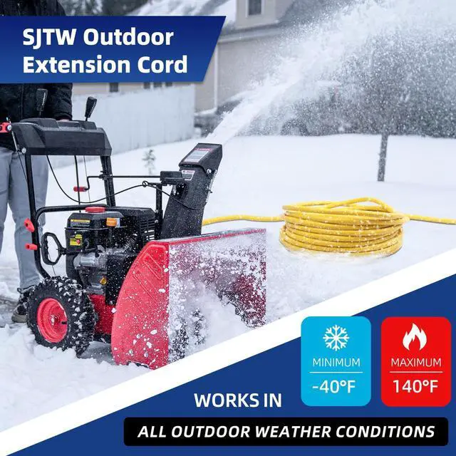 Alt view image 13 of 14 - 25 FT Outdoor Extension Cord with Multiple Outlets, 12 Gauge Heavy Duty Yellow Extension Cord Waterproof with 3 Outlet, 3 Prong Power Cord for Garden and Home Use Indicator Light, ETL Listed