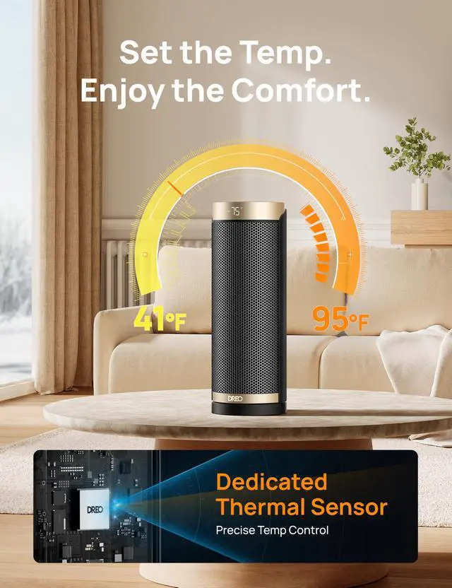 Alt view image 12 of 14 - Space Heater, 1500W Electric Heaters for Indoor Use with Thermostat, 70° Oscillation, 8 Safety Protections, 5 Modes, Remote, 12H Timer, Quiet Portable Heater for Office, Bedroom, Large Room
