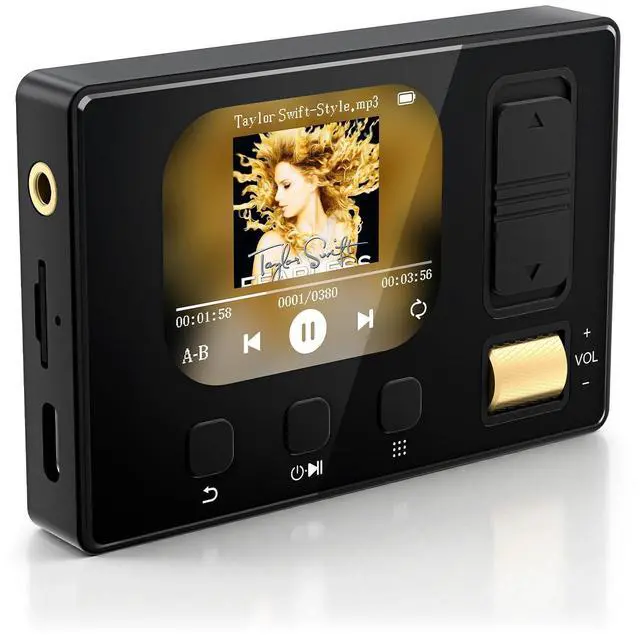 Alt view image 8 of 14 - MP3 Player with Bluetooth 5.3, Portable Digital Lossless Music Player, HiFi Lossless Sound, Built-in HD Speaker, FM Radio, Voice Recorder, Earphones Included, MP3 Player for Kids, Black