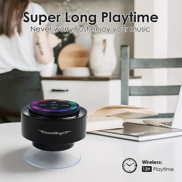 Alt view image 14 of 14 - Pro Shower Speaker (Upgraded) Certified IPX7 Waterproof Bluetooth Speaker, 8W Crystal Sound&Rich Bass, 15H Playtime, with Suction Cup, Silicone Lanyard, Ideal Gifts, SoundAngel Mate(2 Gen)