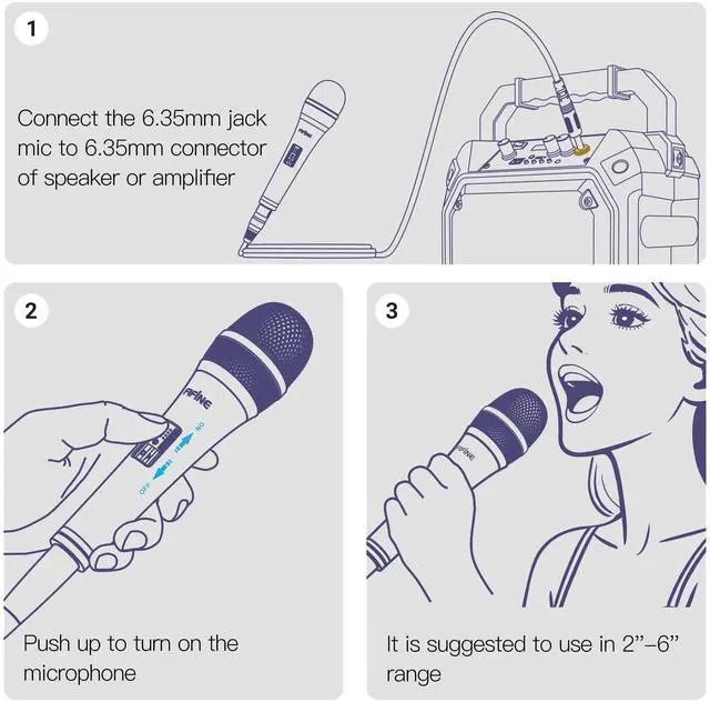 Alt view image 14 of 14 - Karaoke Microphone, Dynamic Vocal Microphone for Speaker, 6.35MM Wired Handheld Mic with On and Off Switch and 14.8ft Detachable Cable-K6