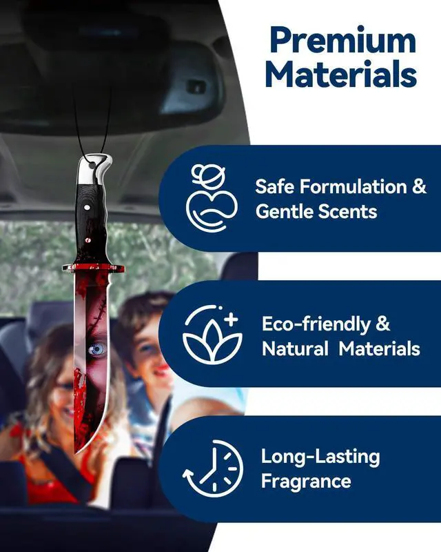 Alt view image 9 of 12 - 10PCS Car Air Freshener Horror Accessories - Blk Ice Scent, Scary Movie Merchandise Inspired Hanging Décor, Unique Spooky Gifts for Men & Women