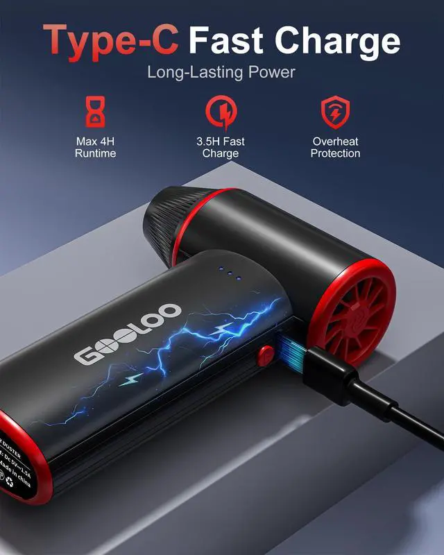 Alt view image 14 of 14 - F3 Compressed Air Duster, 150000RPM Duster for Cleaning, 3-Gear Rechargeable Electric Air Blower with Fast Charging, Cordless Mini Blower for PC, Computer, Car, Keyboard, Outdoor