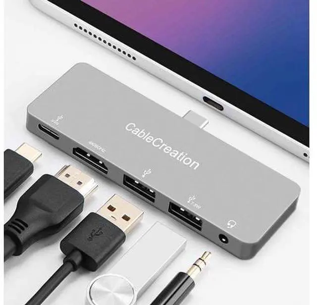 Main image of USB C Hub Adapter for iPad Pro, CableCreation 5 in 1 USB-C Hub with 4K 60Hz HDMI HDR, 2 USB 3.0, 3.5mm Audio and 100W PD, Aluminum USB-C Dock Adapter for New iPad Pro, iPad Air, MacBook Pro and More