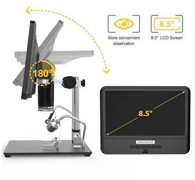 Alt view image 2 of 7 - Andonstar AD208S 8.5 Inch LCD Display Screen 5X-1200X Digital Microscope 1280 * 800 Adjustable 1080P Scope Soldering Tool with Two Fill Lights