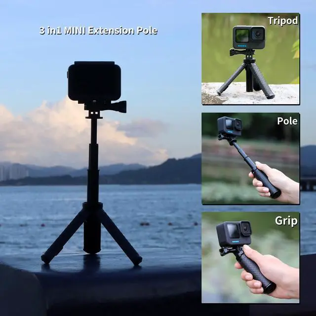 Alt view image 4 of 7 - Mini Extendable Selfie Stick for GoPro, Portable Handheld Selfie Stick Tripod Stand for GoPro Hero 13/12/11/10 /9/8/7/6/5/4/3, Session, Fusion, SJCAM, AKASO, Insta360, DJI Osmo Action Camera