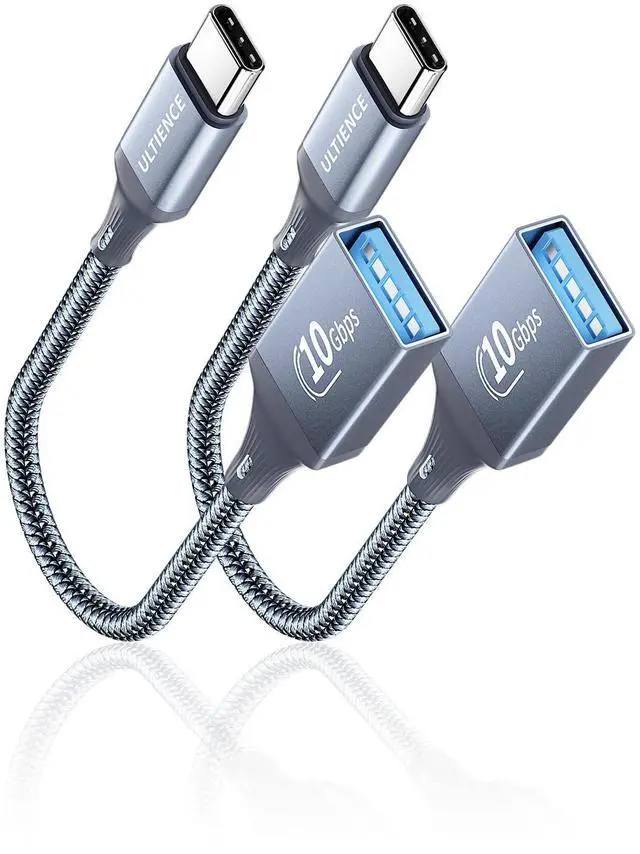 Main image of USB C to USB Adapter 2 Pack: USB Female to USB C Male OTG Cable - 10Gbps SuperSpeed Data Transfer for MacBook Pro/iPad Air, iPhone 17 16 15 Pro Max (0.59ft, Grey)